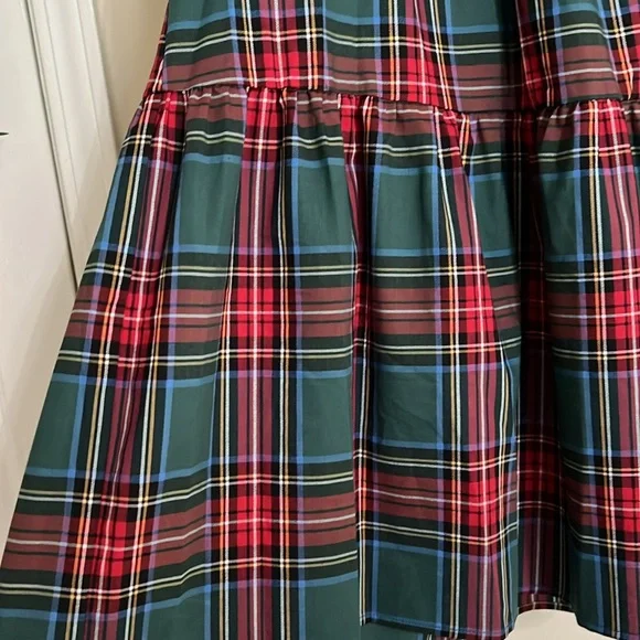 AURA Black/Red/Blue/White Plaid Tiered Ruffle Empire Waist Dress, Medium, NWT. - Picture 6 of 9